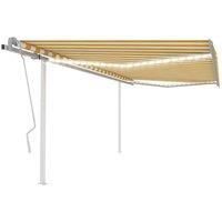 Manual Retractable Awning with LED 4.5x3.5 m Yellow and White