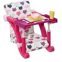 Our Generation – 18-Inch Doll Accessories – Toy High Chair – Booster Seat – Pretend Play 3+ Years – Let/'s Hang Clip – On Chair – Cat Print