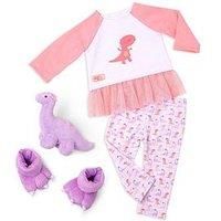 Our Generation Dream Bright, Sleep Tight Outfit – Dinosaur Print Pyjama Set Including Dino Plush Toy for 18-inch Dolls – 4 Piece Clothing Set