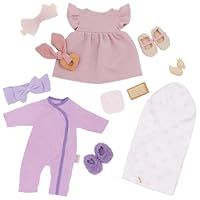 LullaBaby Baby Doll Clothing Set – 13pc Fashion Set, Pajama, Dress & Bath Accessories, Imaginative Play Clothing Set, Toys For Kids Ages 2 & Up