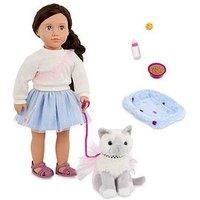Our Generation - 18-Inch Doll & Kitten Set – Mindy and Pepper Fashion Doll with Pet Cat Plush Toy & Doll Accessories