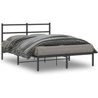 Metal Bed Frame without Mattress with Headboard Black 140x190cm