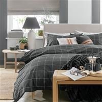 Habitat Grid Check Grey Bedding Set - Single