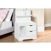 White Bedside Table With 2 Drawers And Shelves