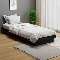 Bed Frame Black Solid Wood 75x190 cm Small Single