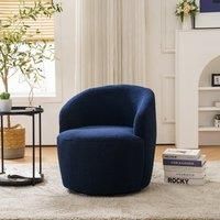 Teddy Fabric Ergonomic Swivel Office Chair with 360 Rotation, Comfy Round Sofa Chair, Reading Room Lounge Chair, 64x64x71 cm, Dark Blue Aosom UK