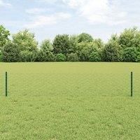 Fence Posts 11 pcs U-Channel Green 40 cm Steel, Hexagon Fence Green 0.4x100 m Steel
