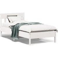 Bed Frame without Mattress White 100x200 cm Solid Wood Pine