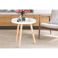 Floral Wooden Table With Saucer Top - White