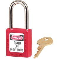 Master Lock Red Zenex™ thermoplastic Safety Padlock, 38mm Wide with 38mm Tall Shackle, keyed Different