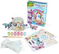 CRAYOLA Paint & Sculpt Unicorn | Make & Display Your Own Unicorn | Includes 2 Packs of Air-Dry Clay, 6 Paints and Backdrop | Ages 4+