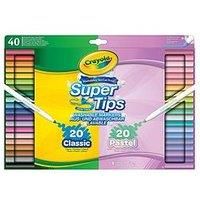 CRAYOLA SuperTips Washable Markers - Classic & Pastel Colours (Pack of 40) | Premium Felt Tip Pens That Can Easily Wash Off Skin and Clothing | for Ages 3+