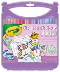 CRAYOLA Pastel Create & Carry Case | 65+ Pieces Including Markers, Stickers, Line Art | Ages 4+