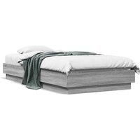 Bed Frame without Mattress with LED Lights Grey Sonoma 90x190 cm Single