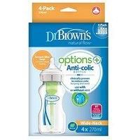 Dr Brown's Options+ Anti-Colic Baby Bottles, Four Pack, 270 ml Bottles