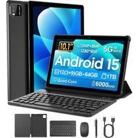 10.1-inch Android 15 tablet, supports Google Play, quad-core processor, 12GB (3+9) RAM, 64GB ROM, Bluetooth, 6000mAh battery