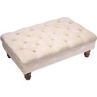 Beige Velvet Upholstered Bedroom Ottoman Footstool