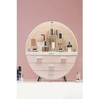40CM High Round Transparent Cosmetic Display Box With 4 Drawers Storage Box