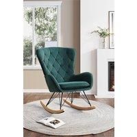 Green Modern Plaid Velvet Rocking Chair