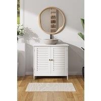 White Bathroom Under Sink Cabinet 2 Shutter Door