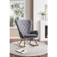 Grey Modern Tufted Upholstered Rocking Chair