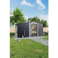 329 W x 132 D x 178 H Metal Garden Storage Shed with Log Storage Grey