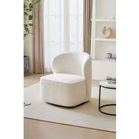 Chic Upholstered White Swivel Chair