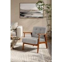 Upholstered Armchair with Wood Frame in Walnut Color