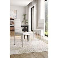 Set of 2 White PU Leather Armless High Back Dining Chairs