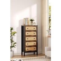 Drawer Rustic Rattan Storage Cabinet