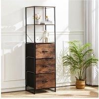 5-Tiers Vintage Wooden Storage Cabinet with Shelf