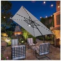 Square Cantilever Parasol with Solar-Powered LED Lights