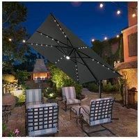 Square Cantilever Parasol with Solar-Powered LED Lights
