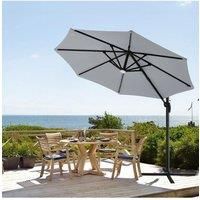 Outdoor Round Cantilever Parasol with Solar-Powered LED Lights