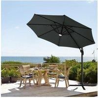 Outdoor Round Cantilever Parasol with Solar-Powered LED Lights