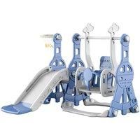 Blue 3-in-1 Toddler Slide and Swing Set Kids Climbing Playset