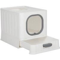 Enclosed Folding Cat Litter Box Toilet with Scoop