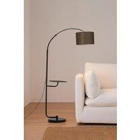 Black Arched Floor Lamp with Metal Tray and Marble Base