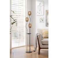 Vintage 3-Light Braid Lampshade E27 Tray Table Floor Lamp