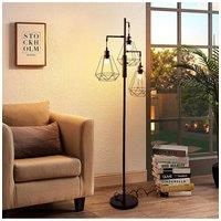 Black Modern Industrial Style 3-head Floor Lamp with Irregular Shade