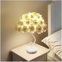 Rose Flower Umbrella-shaped Lampshade Table Lamp Fixture Decor - Warm Light