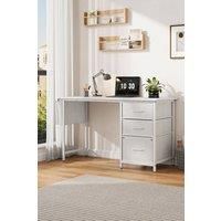 Compact Computer Desk with Fabric Drawers and Side Storage Bag