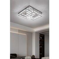 Double Tier Square Crystal Ceiling Light with Pendants