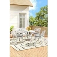 Set of 5 Retro Garden Bistro Set Cast Aluminum with Cushions