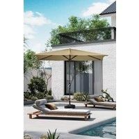 Garden Sanctuary Khaki Waterproof Garden Parasol Rectangular Umbrella with Plastic Fillable Base