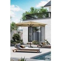 Khaki Waterproof Garden Parasol Rectangular Umbrella with Resin Base