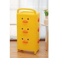 3-Tier Storage Cart Cute Yellow Duck with Wheels