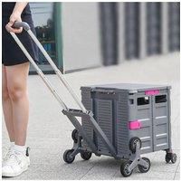 Collapsible Rolling Utility Crate with Magnetic Lid and Adjustable Handle Organizer