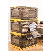 3 Pack Collapsible Storage Box Medium Stackable Clear Plastic Storage Box Organizer