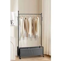 Free Standing Clothes Rack with Bottom Basket and Wheels